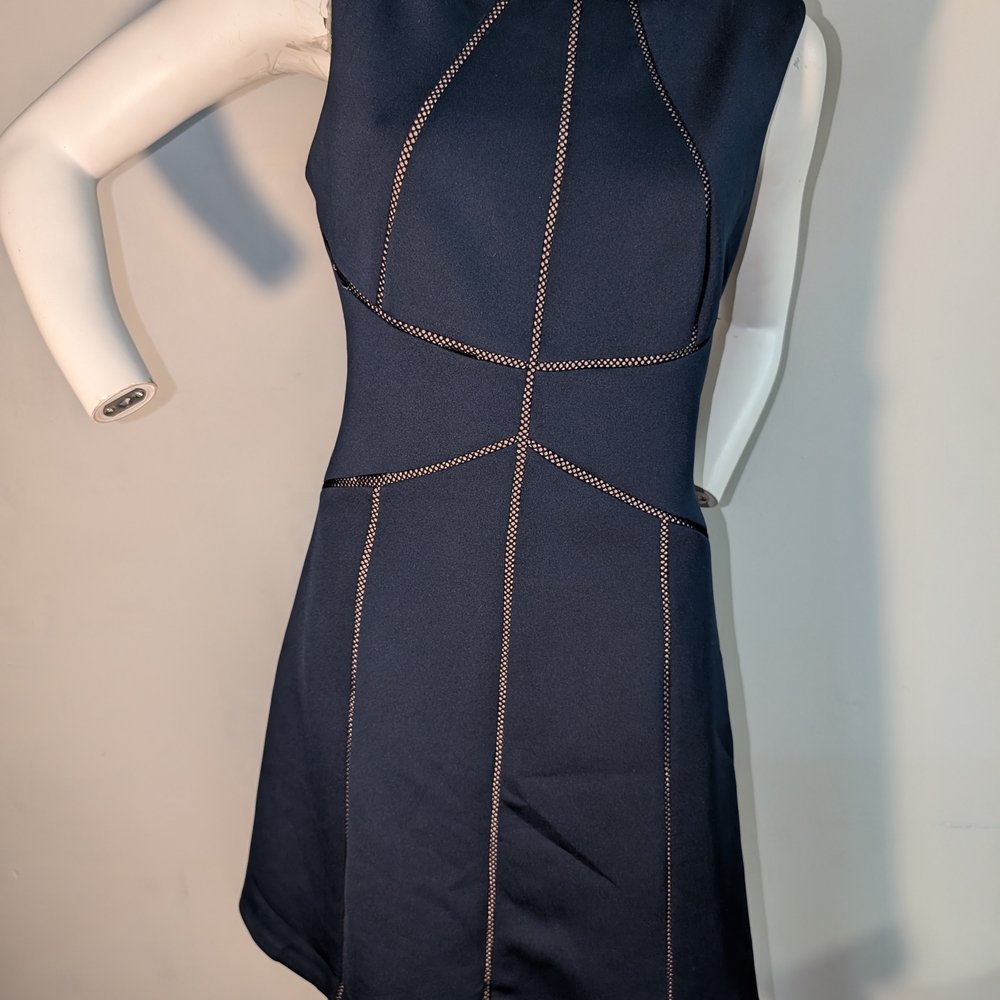 Calvin Klein Collection One Shoulder Dark Blue Dress